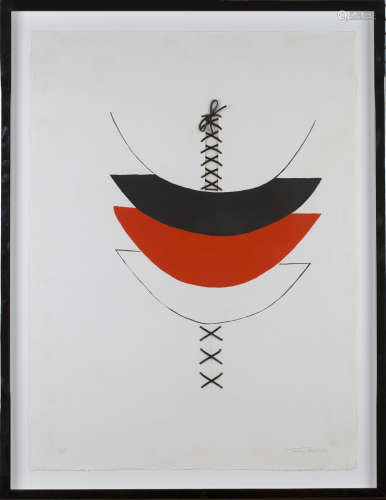Terry Frost - Lace I, lithograph with leather laces on Barcham Green paper, signed, dated '68 and