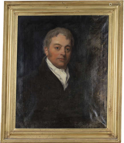 British School - Portrait of a Gentleman wearing a White Stock and Black Jacket, early 19th