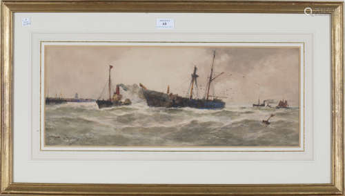 Thomas Bush Hardy - 'The Derelict' (Paddle Steamer towing a Sailing Vessel near a Harbour), 19th