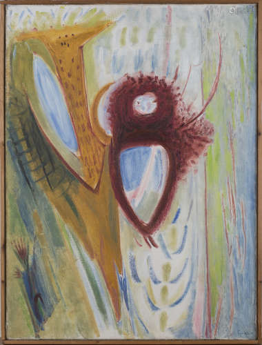 Raymond Coxon - Abstract, 20th century oil on canvas, signed, 81.5cm x 61cm, within a stained wood