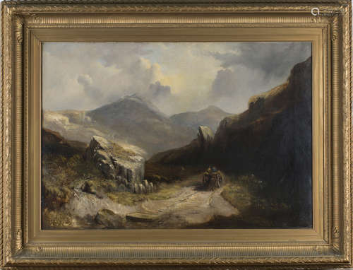 Attributed to George Howland Beaumont - 'Scene in Wales', 19th century oil on canvas, titled and