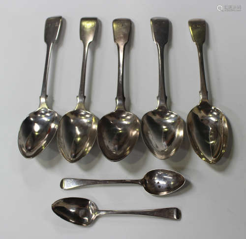 A pair of George III silver Fiddle pattern tablespoons, London 1817 by James Beebe, a pair of