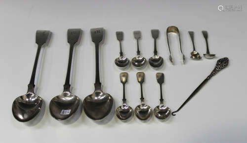 Three George IV silver Fiddle pattern tablespoons, London 1827 and 1828 by William Chawner II,