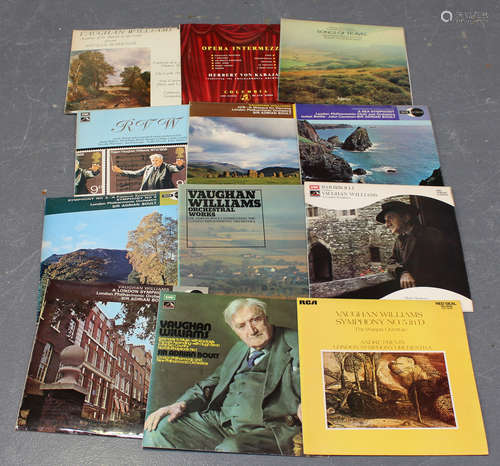 A collection of classical LP records, including several box sets, contained within two shelf units.