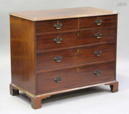 A George III mahogany chest of two short and three long drawers, on bracket feet, height 94cm, width
