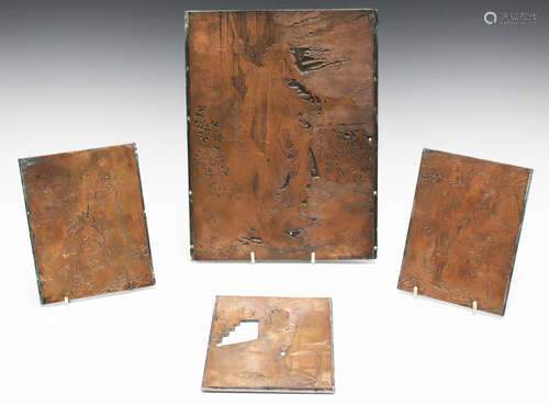 A group of four 19th century copper faced and lead-backed engraving plates, two bearing William