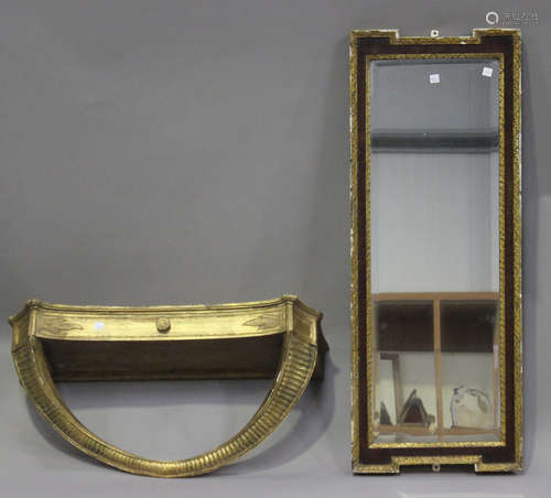 A 20th century giltwood and gesso hanging wall shelf, fitted with a drawer, height 31cm, width 68cm,