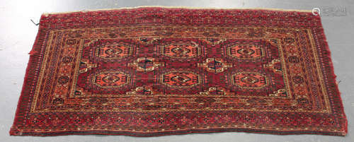 A Yomut juval, West Turkestan, early 20th century, the claret field with three rows of three guls,