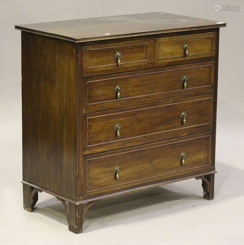 A George V mahogany chest of two short and three long drawers, on fluted block legs, height 91cm,