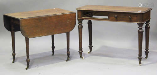 A Victorian mahogany side table, the rectangular top above two frieze drawers and opposing dummy