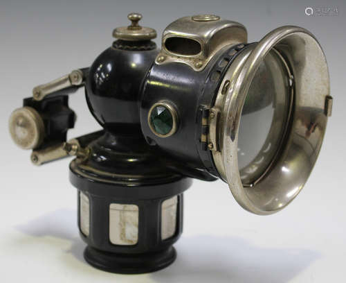 A Joseph Lucas Ltd japanned and nickel carbide lamp, height 16cm.Buyer’s Premium 29.4% (including