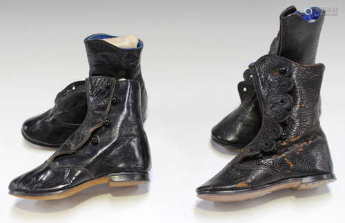 Two pairs of Victorian black leather button-up girl's boots.Buyer’s Premium 29.4% (including VAT @