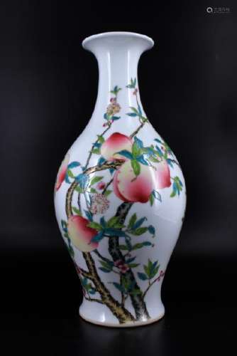 Qing Porcelain Famille Rose Peach Vase