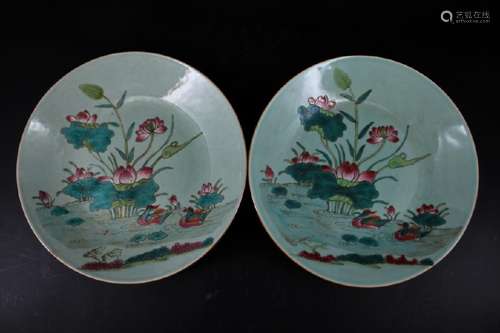 Pair of Qing Porcelain Famille Rose Plate