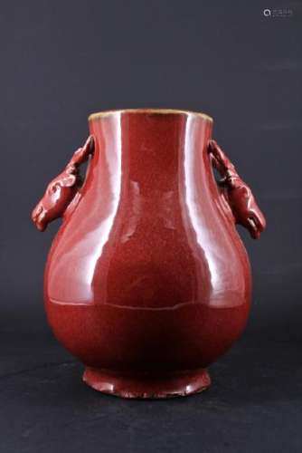 Qing Porcelain Red Glaze Vase