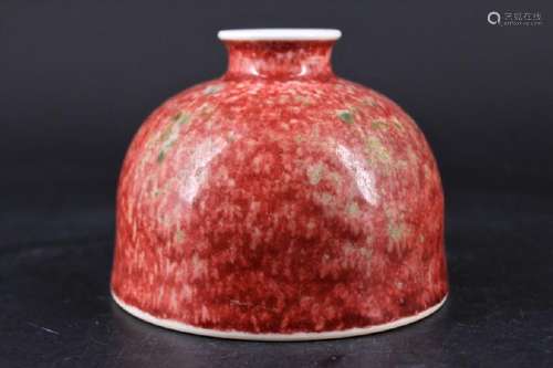 Qing Porcelain Flame Red Apple Vase