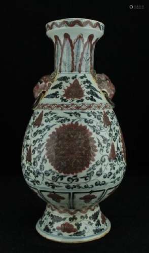 Large Chinese Ming Porcelain Blue&White Red Vase