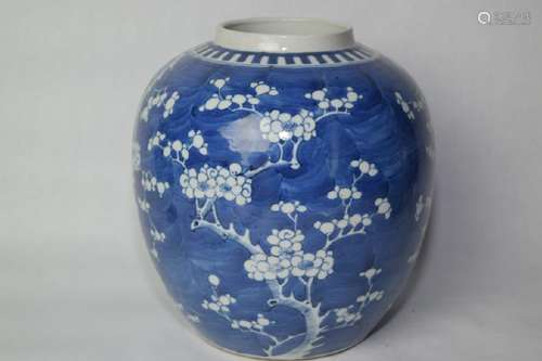 18-19th C. Chinese Blue and White Plum Jar