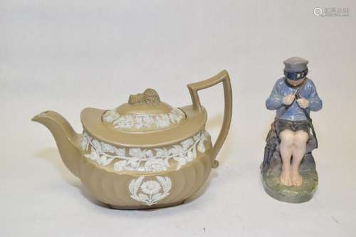 Wedgewood Teapot and Royal Coppenhagen Figure