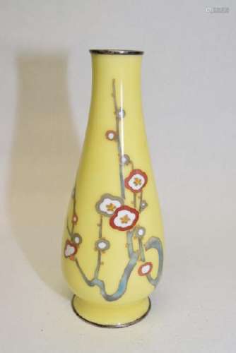 Japanese Yellow Cloisonne Flower Vase