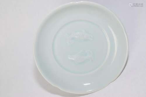 19-20th C. Chinese Faux Song Twin Fish Plate
