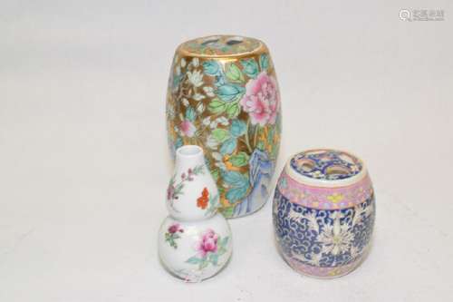 Group of Chinese Famille Rose Vases