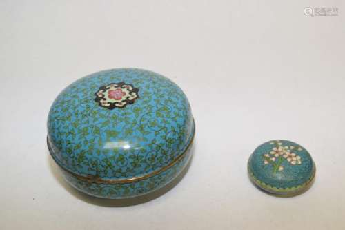 Two 19-20th C. Chinese Cloisonne Ink Boxes