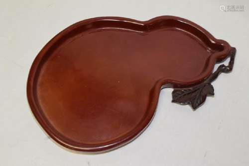 Chinese Red Lacquer Gourd Tray