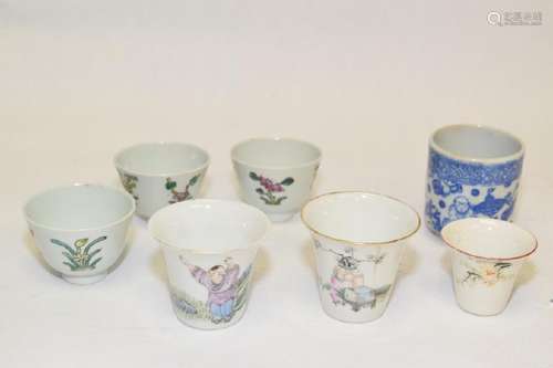 Group of 19-20th C. Chinese Famille Rose Cups