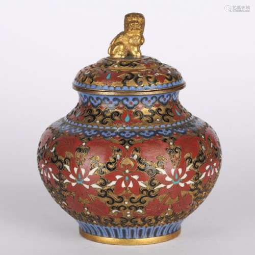 CHINESE CLOISONNE COVER JAR