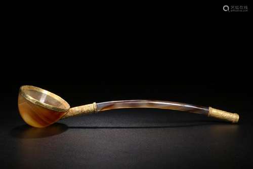 Agate And Gilt Ladle