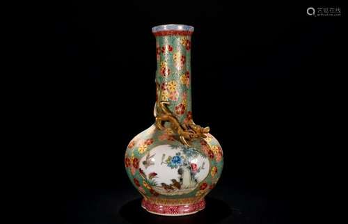 Famille Rose Porcelain Vase With Mark