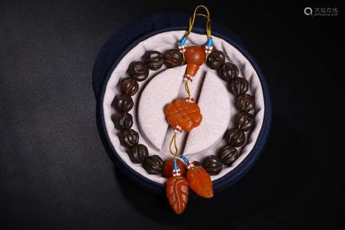 Agar Wood And Coral Prayer Bracelet