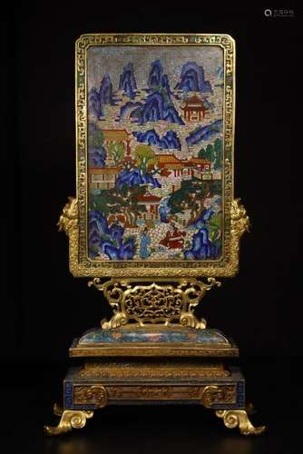 Cloisonne Enamel Bronze Table Screen