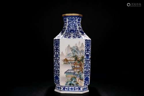 Blue And White Porcelain Vase With Mark