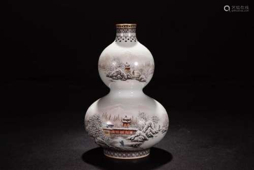 White Glazed Porcelain Double Gourd Vase With Mark