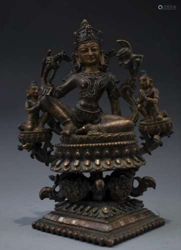 Gilt Bronze Figure Of Avalokitesvara On Stand