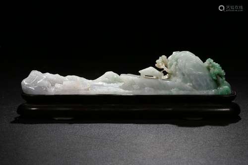 Carved Jadeite Mountain And Landscape Scene