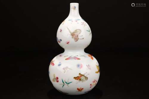 Porcelain Butterfly Double Gourd Vase With Mark