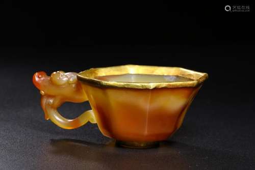 Agate Dragon Octogonal Cup