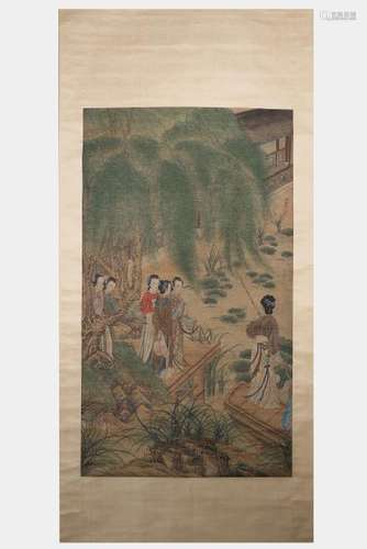 Painting of Women On A Lake With Artists Mark, Leng Mei