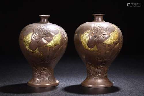 Pair Of Bronze And Gilt Vessels