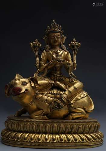 Gilt Bronze Figure of Marici Riding On A Boar