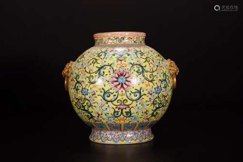 Famille Rose Chrysanthemum Porcelain Vase With Mark