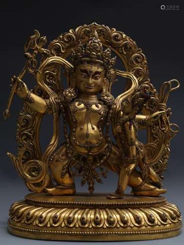 Gilt Bronze Figure Of Yamantaka With Mandorla