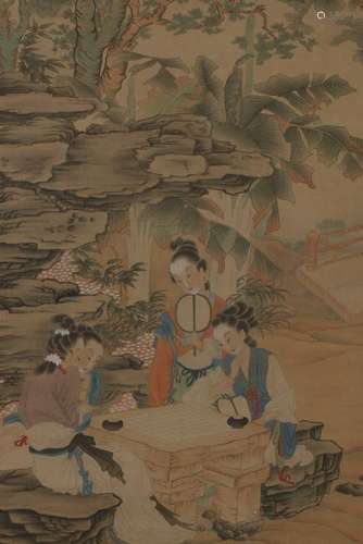 Chinese Scroll Painting On Silk