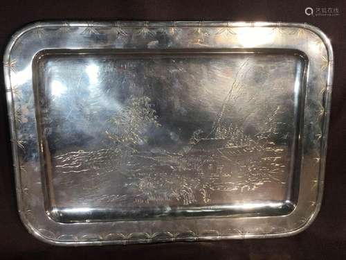 Chinese Export Silver Tray - Marked Shanghai