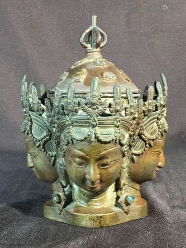 Antique Nepalese Bronze Buddha Head