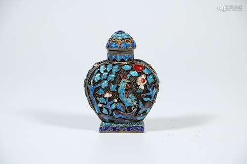 A Chinese Silver Enamelled Snuff bottle