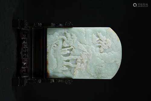 A Chinese Carved Jade Table Screen